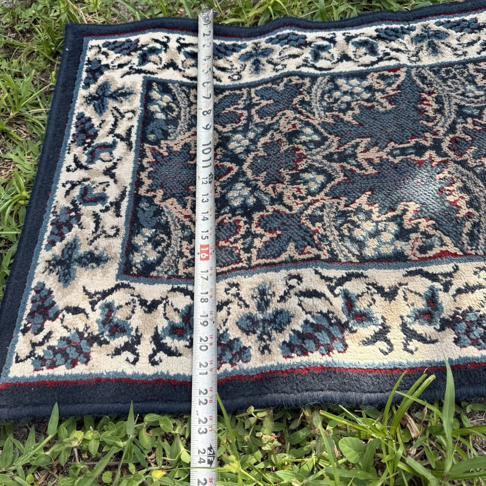 Vintage Turkish Runner Rug L 6'8.5" x W 1'10.5" Navy Blue, Multi-color Design - Picture 10 of 16